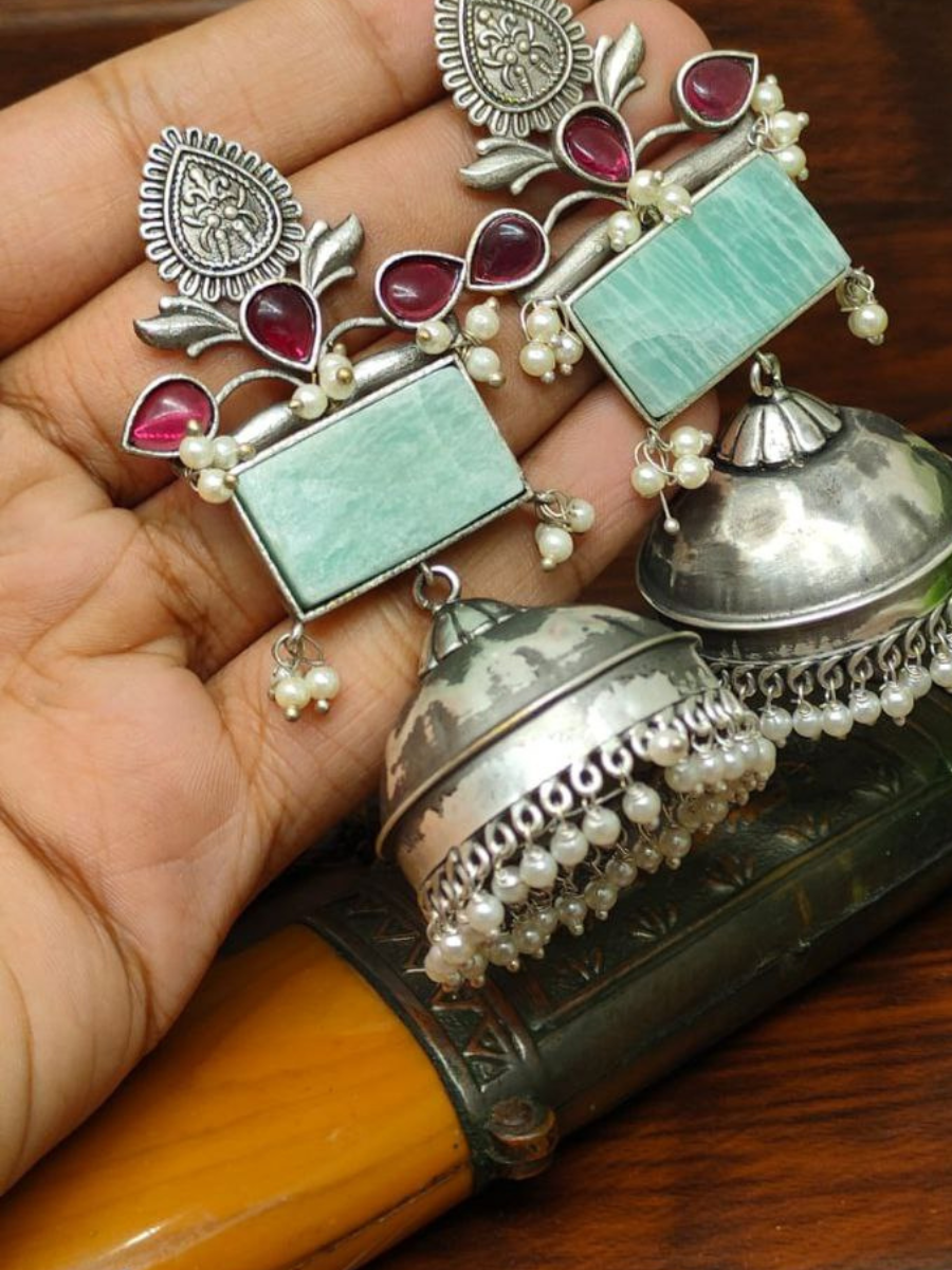 Oxidised Silver Cz Earrings By Asp Fashion Jewellery – 𝗔𝘀𝗽  𝗙𝗮𝘀𝗵𝗶𝗼𝗻 𝗝𝗲𝘄𝗲𝗹𝗹𝗲𝗿𝘆